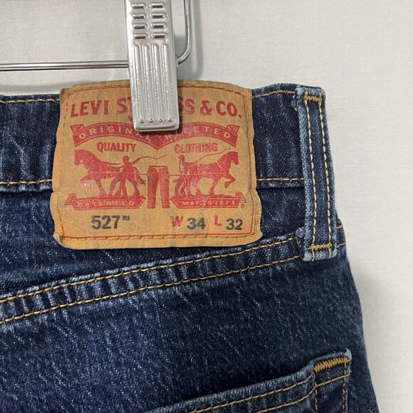 Levis 527 Jeans Mens 34x32 Blue Mid Rise Dark Wash Bootcut Denim Cowboy Western - Picture 5 of 12